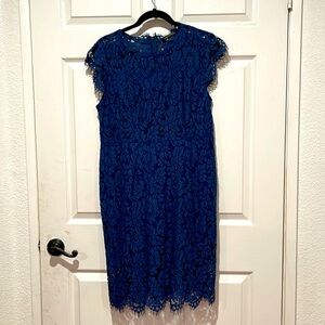 LACE UP NAVY BLUE MIDI DRESS Size L. Preloved